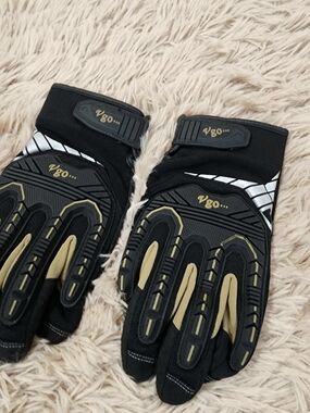 Heavy Duty Synthetic Leather Work Gloves, Impact Protection Mechanic Gloves